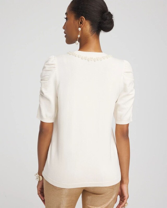 Ruched Sleeves Cashmere Blend Sweater - image 3